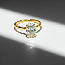 Oval Cut Hidden Halo 14K Solid Gold Cathedral Setting Engagement Ring