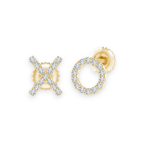 14K Solid Gold XO Style Designer Diamond Earrings